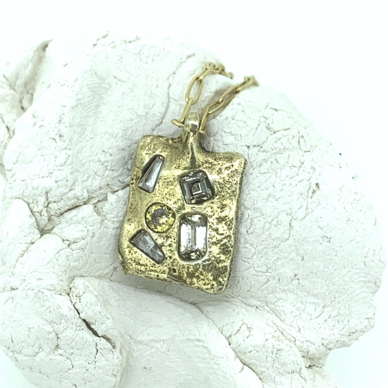 Paige - 18k gold plated sterling silver gemstone pendant necklace