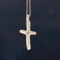 Carol - Sterling silver and CZ cross pendant necklace