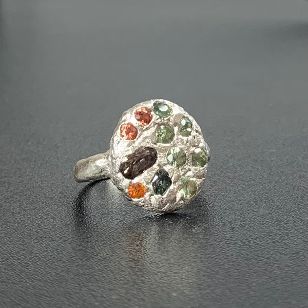 Autumnal Ring - Silver and sapphire ring