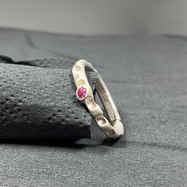 Pinky - Silver and natural sapphire ring