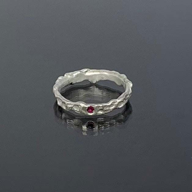 Character - Silver and natural ruby ring