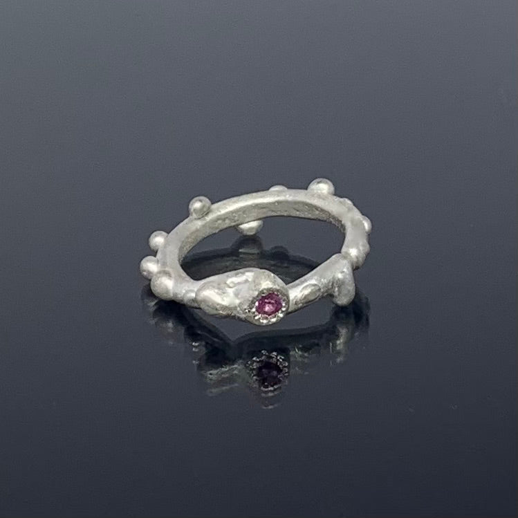 Bubbles - Silver & pink sapphire ring