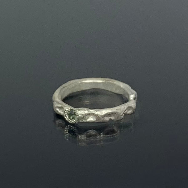 Unity - Silver and green sapphire ring