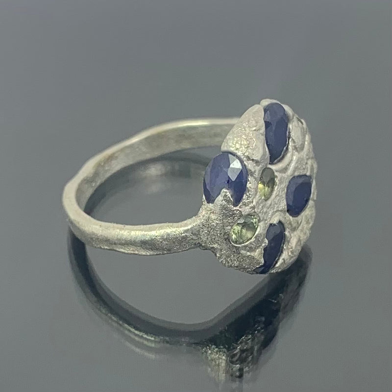 Celestial - Silver and natural sapphire ring
