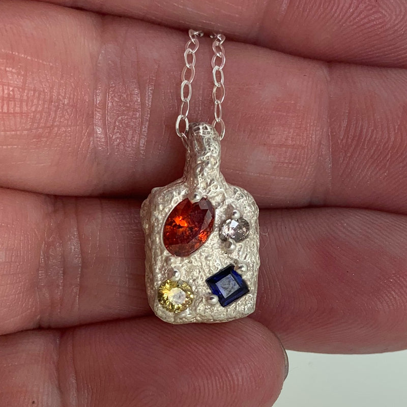 Light - Sterling silver and sapphire pendant necklace