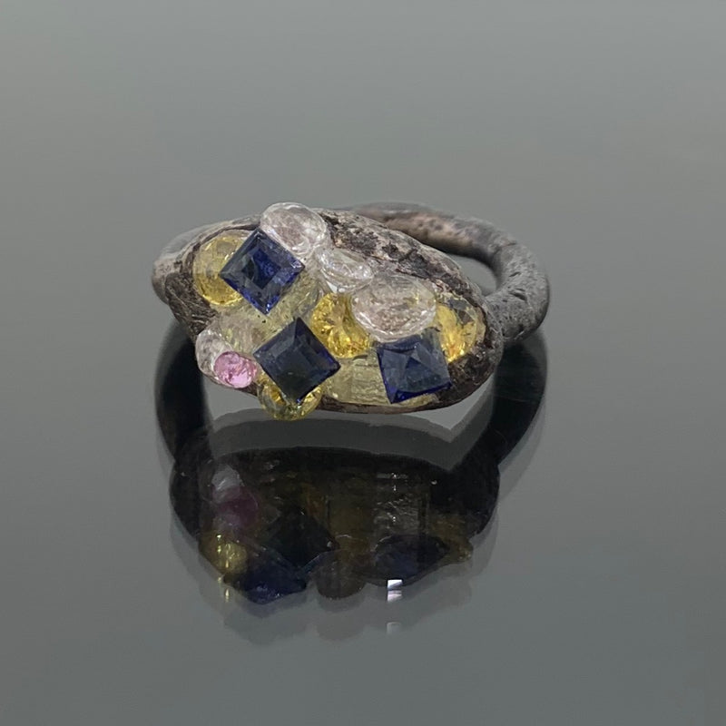 Rule Breaker - Sterling silver and synthetic sapphires ring