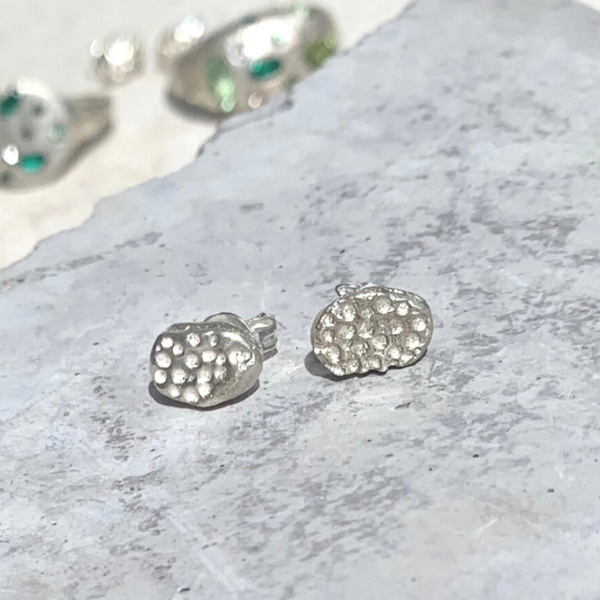 Spotted - Silver dotty stud earrings