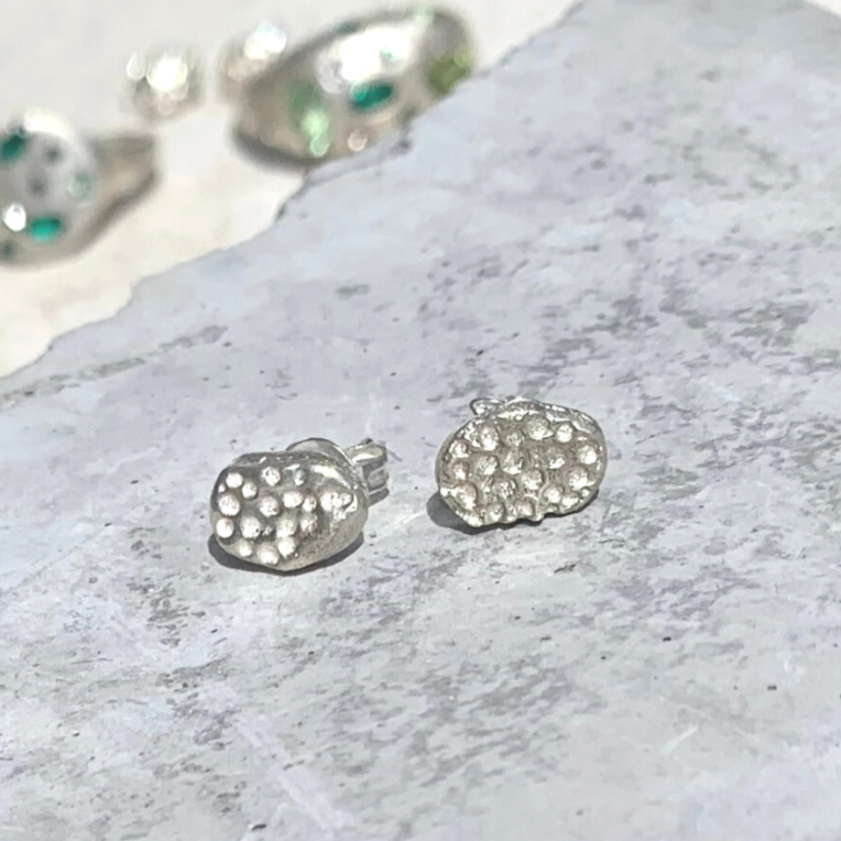 Spotted - Silver dotty stud earrings