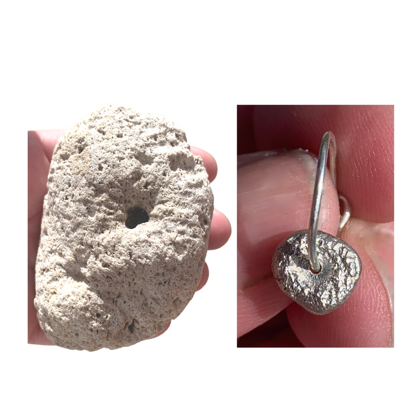 Donut - Silver orb on hoop earring